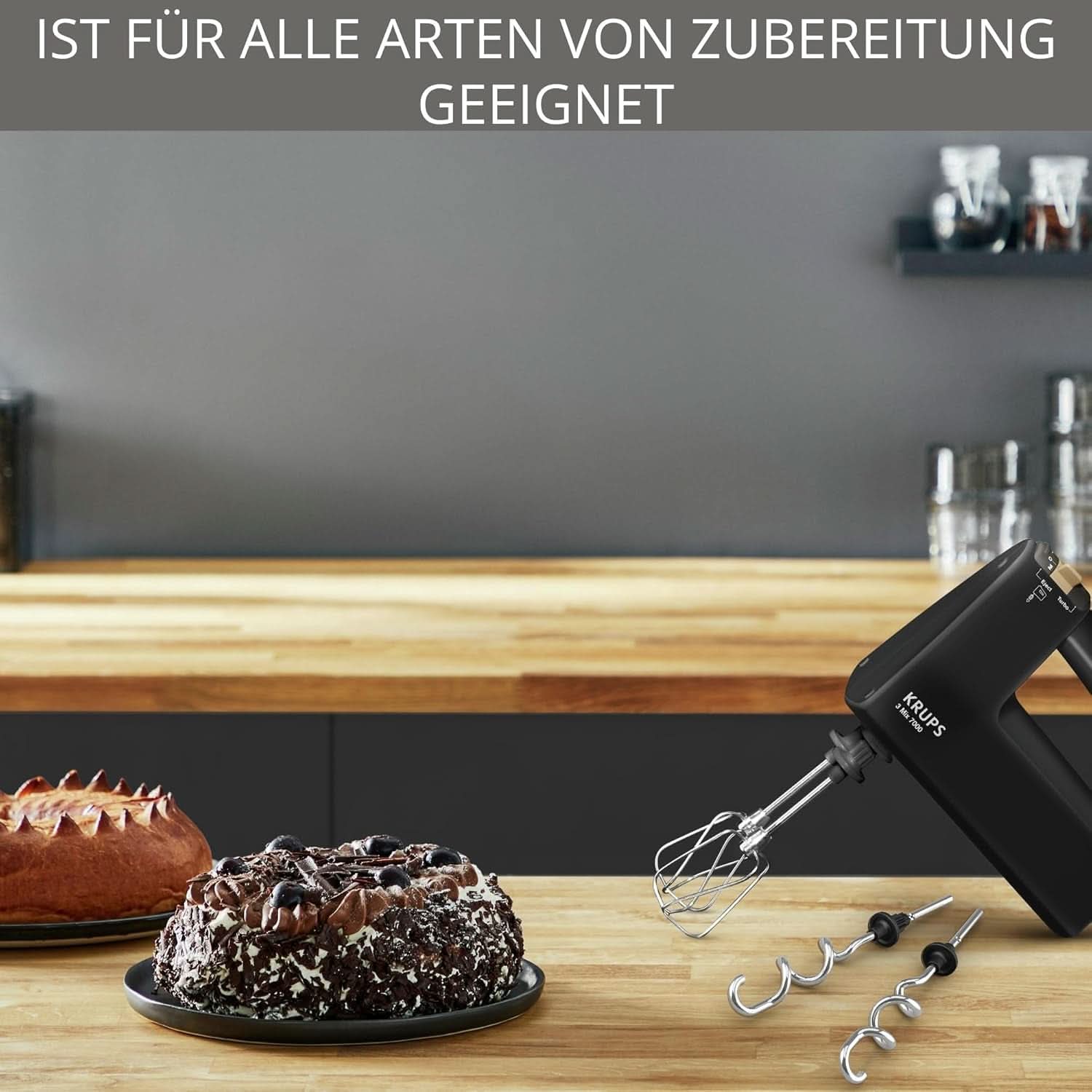 Krups 3Mix 7000 Sbattitore manuale 60 Jahre Special Edition, 500 Watt, Knet- Und Rührhaken Aus Edelstahl, Langes Netzkabel, Zubehörtasche, F6085811, Schwarz/Kupfer Kitchen Naty Shop