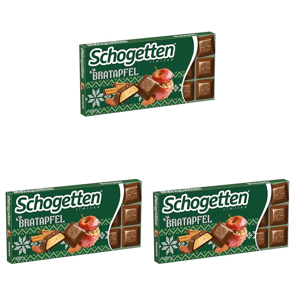 Schogetten Edizione invernale con mele mature I Tavoletta di cioccolato 100g I con cioccolato al latte e in comodi pezzi singoli