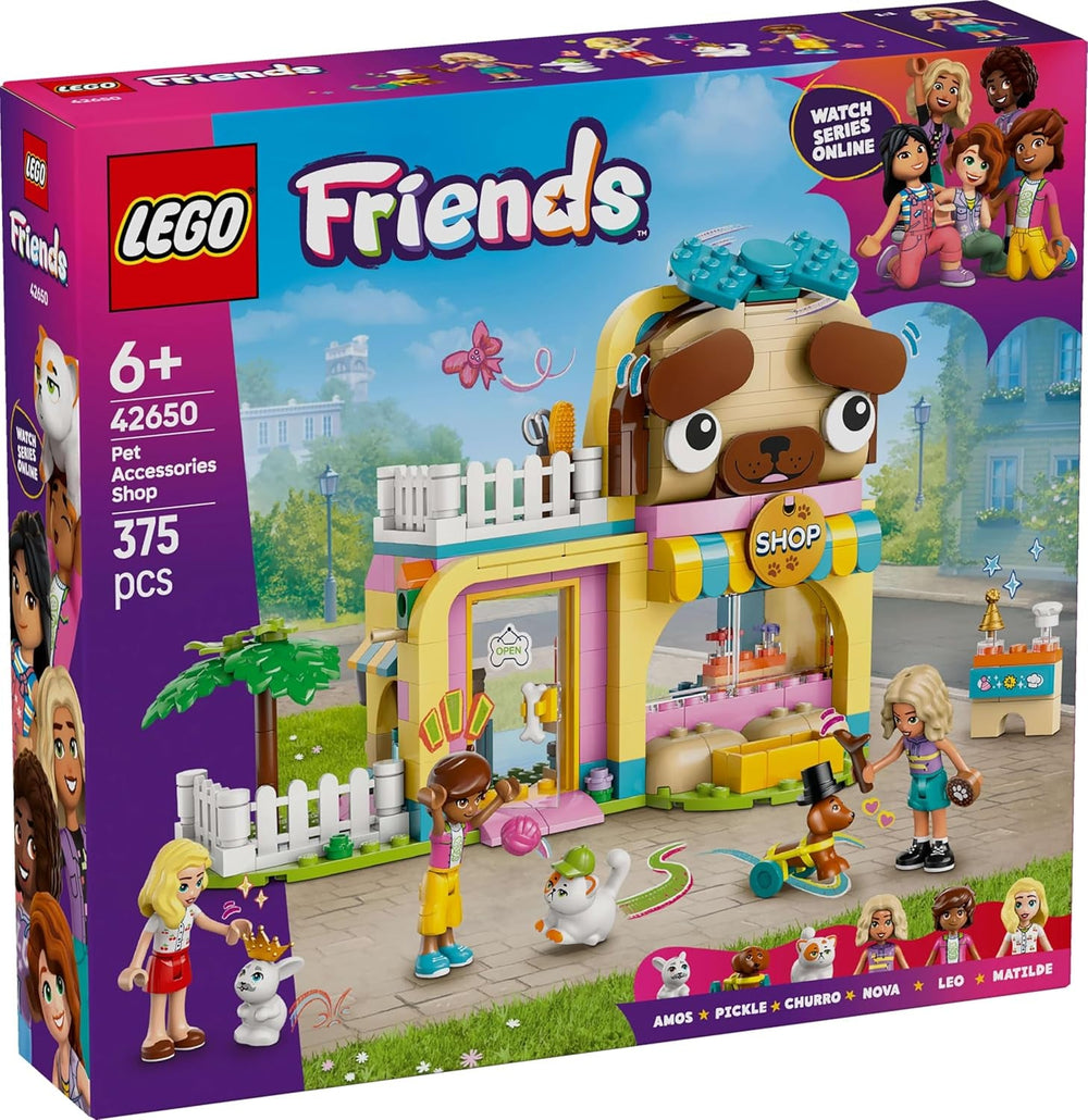 LEGO Friends Negozio di accessori per animali Set da gioco giocattolo educativo per bambine di 6 anni 3 minifigure e 3 figure di animali Gatto Cane Coniglietto Idea regalo per bambini 42650 Set da costruzione Besuche den LEGO-Store