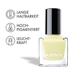 Smalto per unghie ANNY - Smalto per unghie colorato di alta qualità a lunga durata, resistente alle scheggiature e ad asciugatura rapida, colore: Lemon Talk - 15 ml