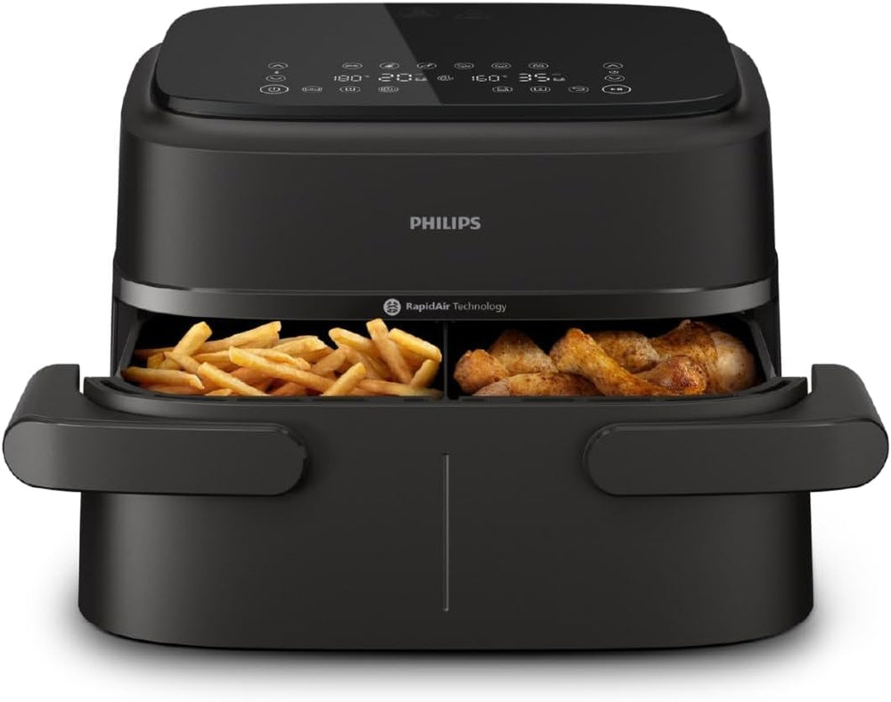 Philips Airfryer Dual Basket serie 3000, 9L, 2 cestelli, 2 piatti pronti contemporaneamente, tecnologia Rapidair plus aria calda Elettrodomestici Naty Shop Flex Basket 7,1 L