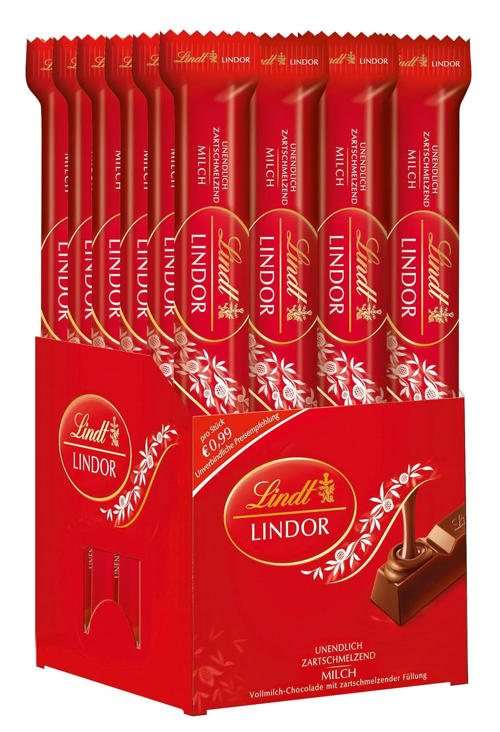 Lindt LINDOR barrette di cioccolato al latte, 24 x 38 grammi Cioccolatini Naty Shop Titolo predefinito