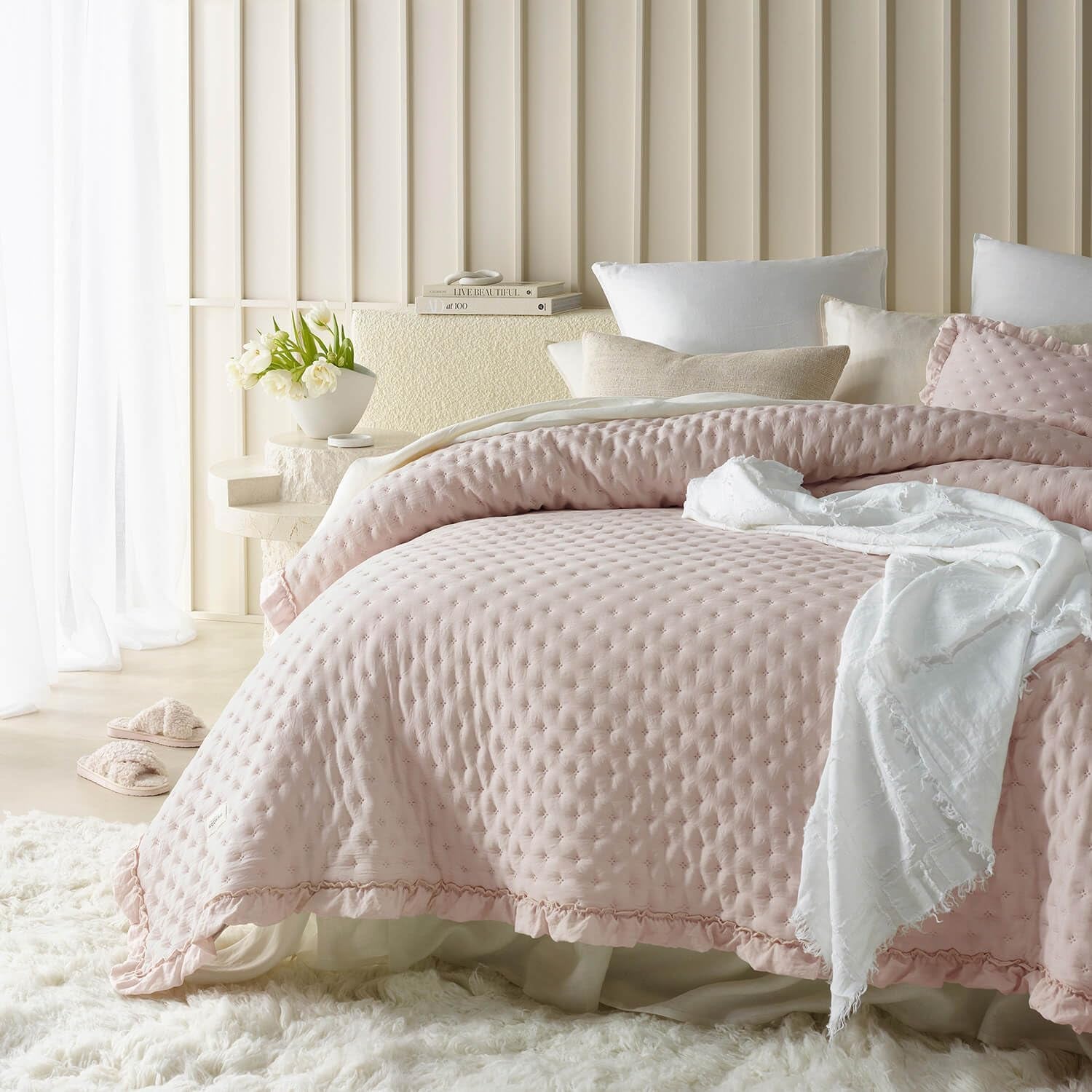 Molly Elegante copriletto in rosa cipria 170 x 210 cm Copriletto versatile come copriletto o divano Coperta per letto e divano Stile coperta Ideale come copriletto Letti e coperte Besuche den ROOM99-Store