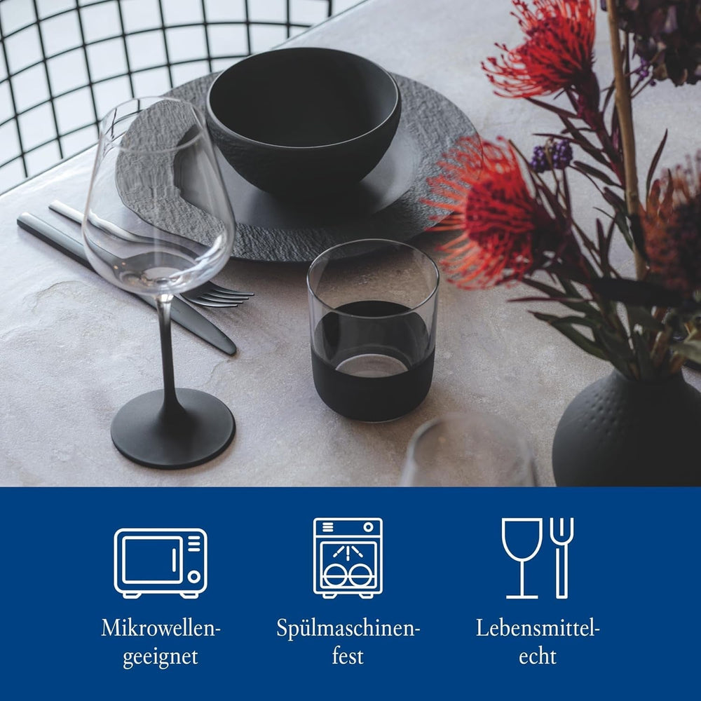 Villeroy & Boch – Manufacture Rock Starter-Set 6 Teilig Schwarz, Spülmaschinenfest, Mikrowellensicher, Geschirr Set Schwarz Matt, Tafelservice, Essgeschirr, Premium Porzellan Set di stoviglie Naty Shop