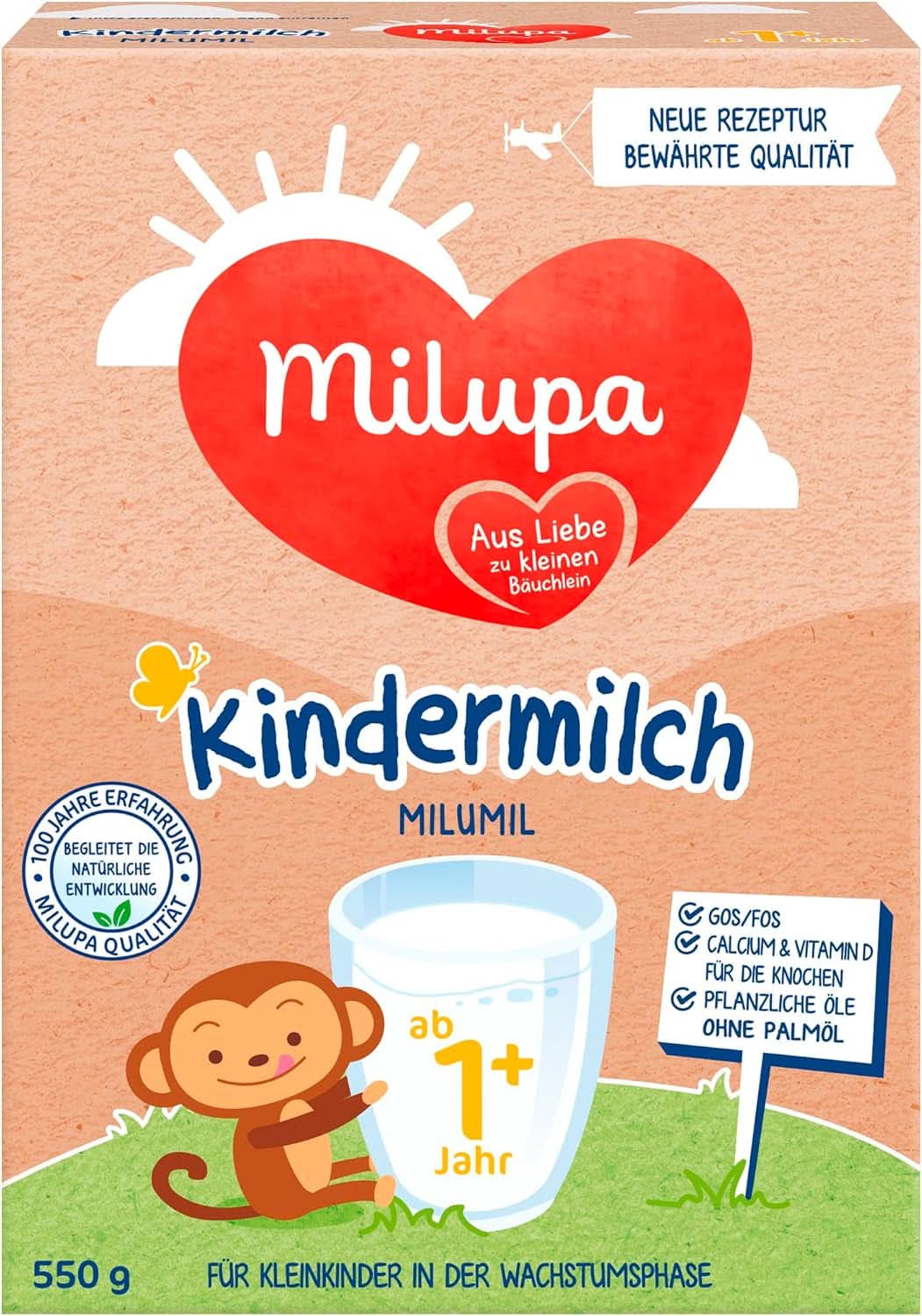 Milupa Latte per bambini Milumil 1 plus - da 1 anno - per i bambini piccoli nella fase di crescita - accompagna lo sviluppo naturale - 5 x 550 g polvere Mamma e Bambino Naty Shop Milupa Latte Milumil per bambini 1+ 550 grammi
