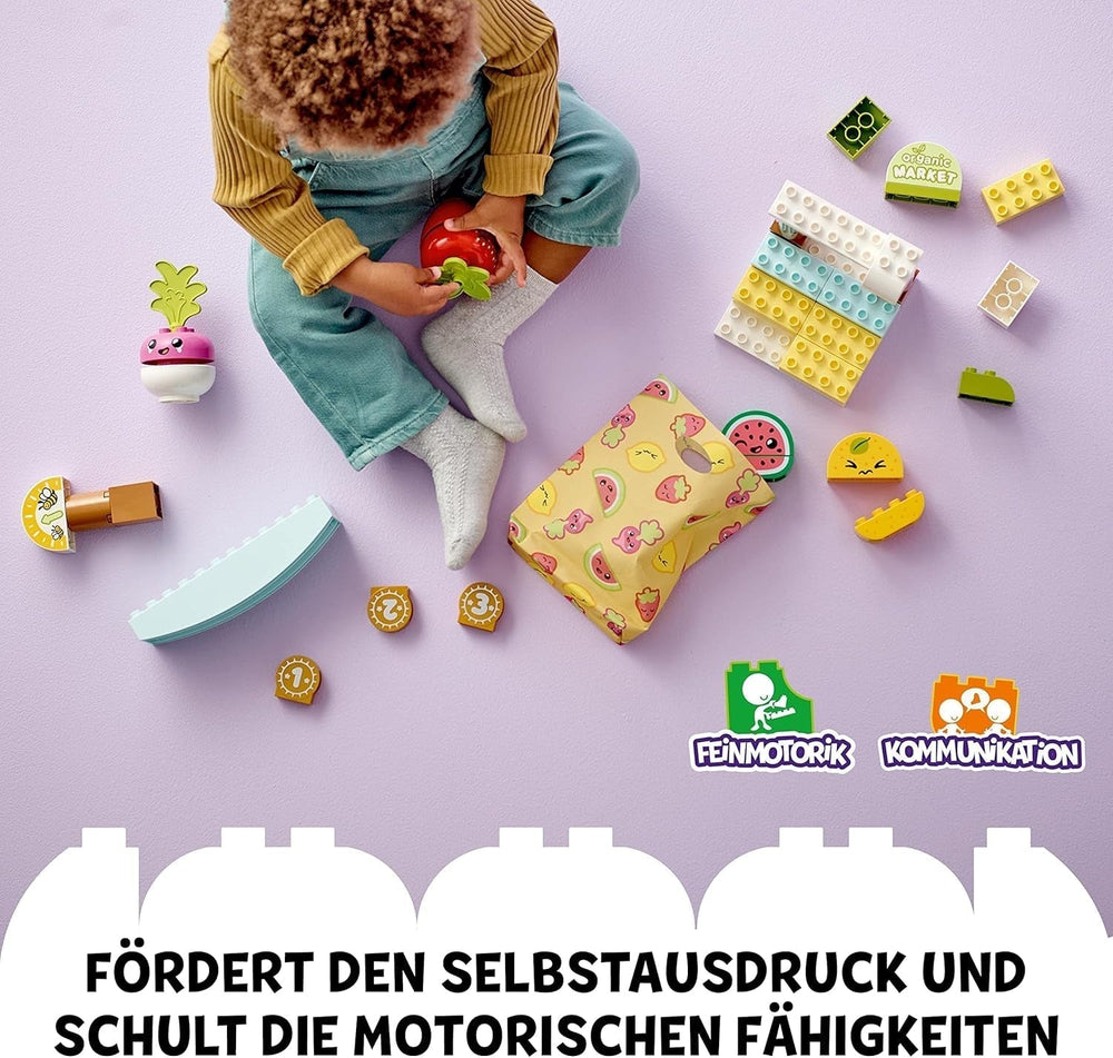 LEGO DUPLO Prima mea piață organică, set magazin de jucării pentru băieți și fete, jucărie educativă pentru copii mici de la 1,5 ani, accesorii pentru fructe și legume 10983 Seturi de constructie Besuche den LEGO-Store