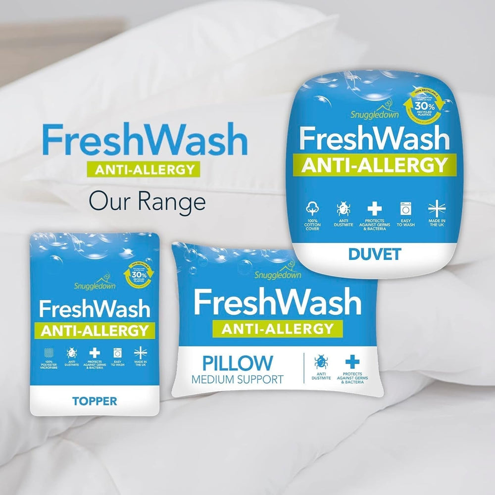Piumino antiallergico Snuggledown Freshwash, 13.5 Tog Winter Warm, cotone, bianco, letto singolo Trapunte e trapunte Naty Shop
