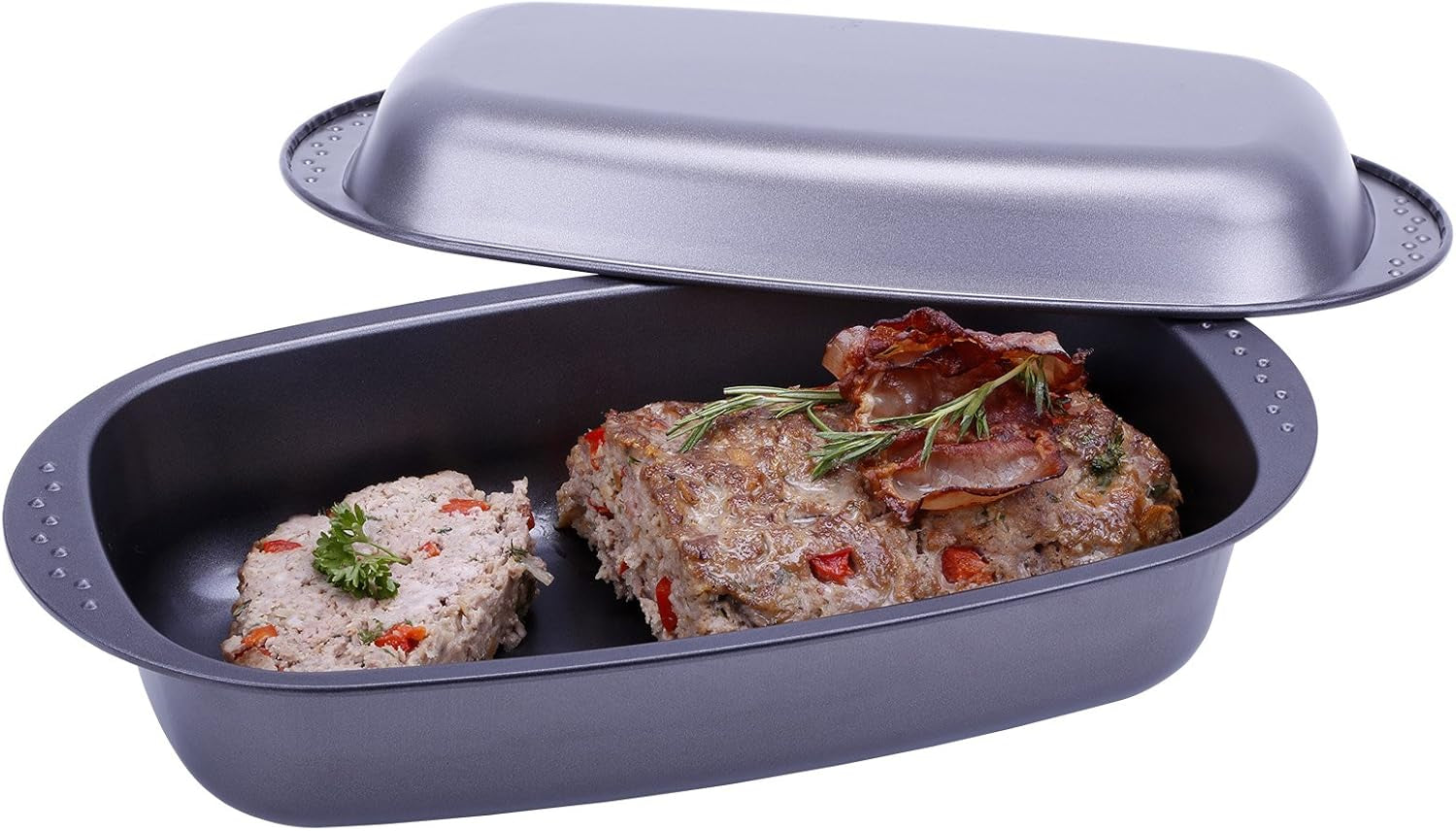 Chg 9942-04 Bratenform Mit Deckel, Antihaftbeschichte, Antracite-Metallico, 37 X 20 X 7 Cm Stampi e teglie da forno Naty Shop