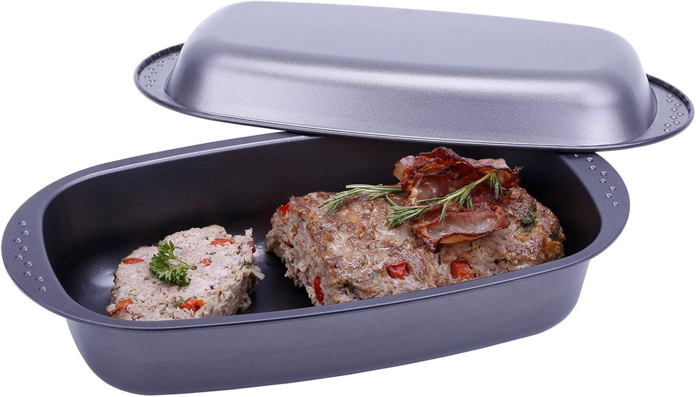 Chg 9942-04 Bratenform Mit Deckel, Antihaftbeschichte, Antracite-Metallico, 37 X 20 X 7 Cm Stampi e teglie da forno Naty Shop