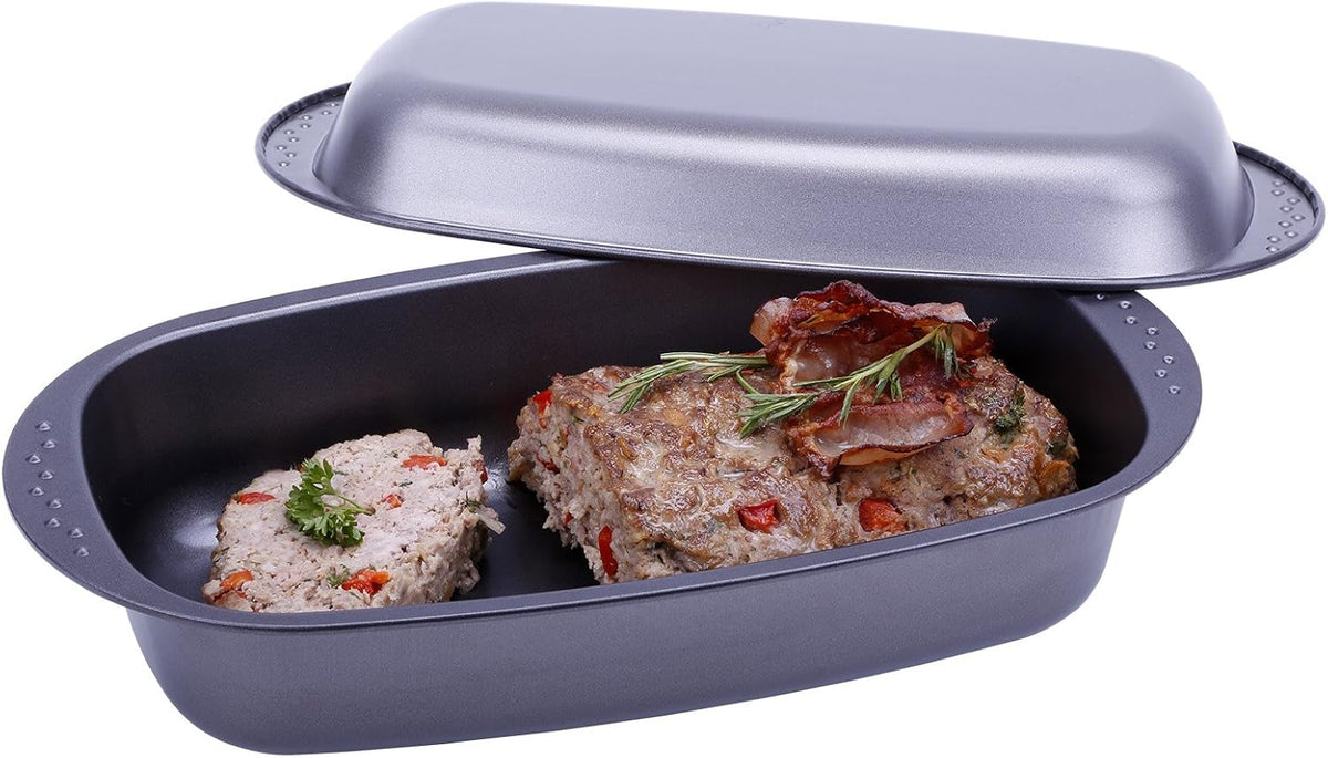Chg 9942-04 Bratenform Mit Deckel, Antihaftbeschichte, Antracite-Metallico, 37 X 20 X 7 Cm Stampi e teglie da forno Naty Shop
