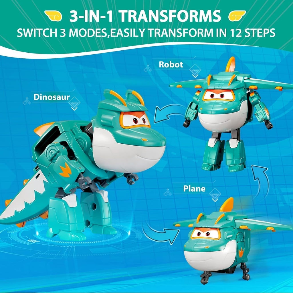 Super Wings 5" Transforming Characters 2-Pack Transforming Supercharged Jett + Tino, jucărie Transformer pentru băieți și fete de peste 3 ani, roșu Action figures Naty Shop