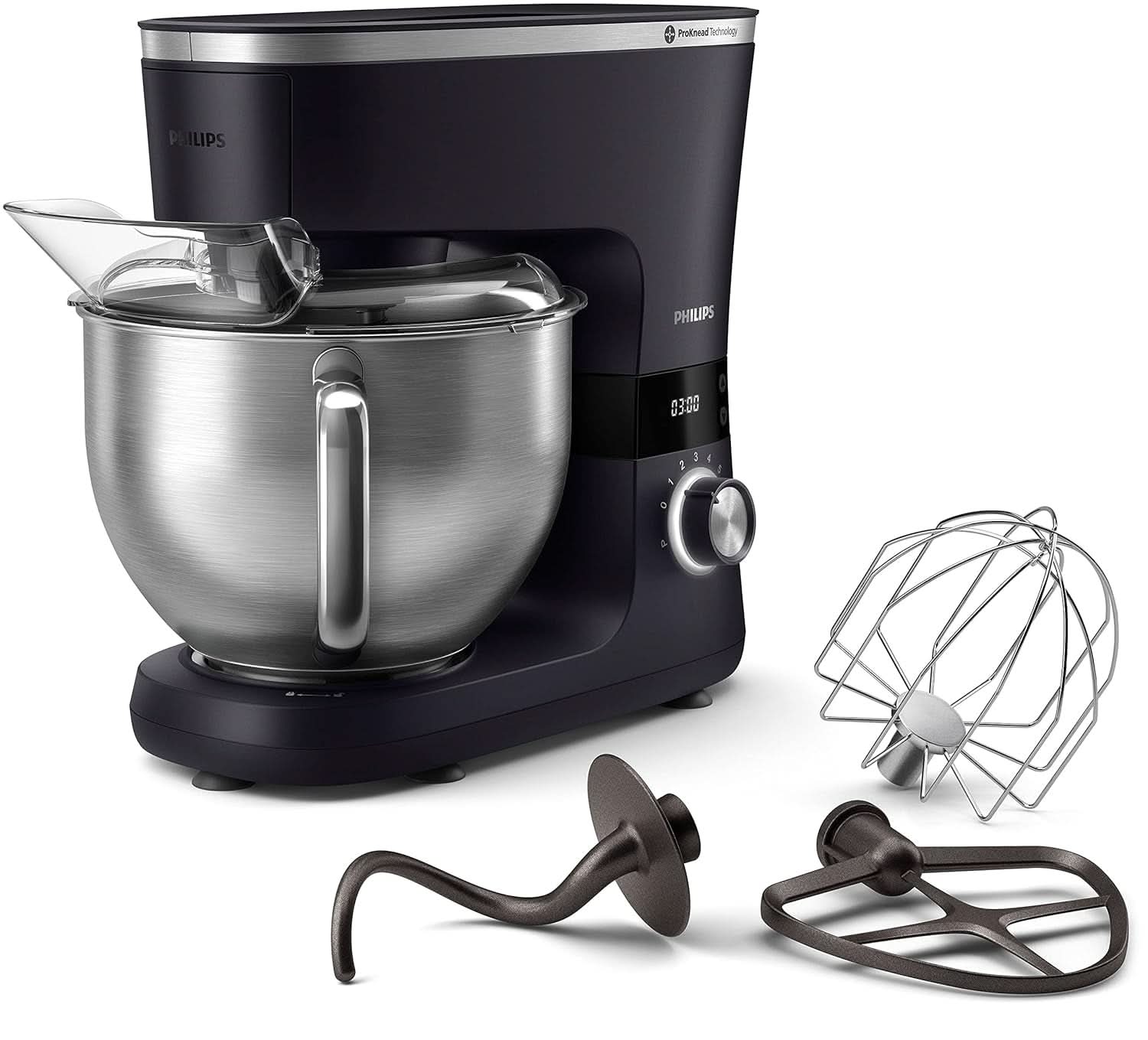 Macchina da cucina Philips Serie 7000 - 5,5 litri, 1000 Watt, 8 velocità, tecnologia Proknead, Rezepte, timer intelligente LED, Knethaken, Schneebesen und Rührbesen (HR7962/01) Mamma e bambino Naty Shop