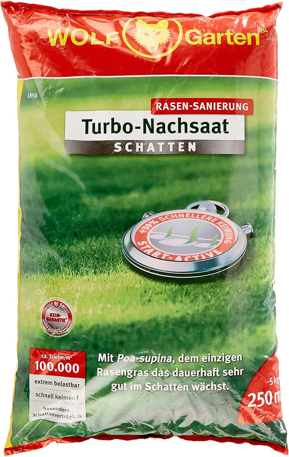 Wolf Garten LR-S D/A Turbo-Nachsaat Schatten FÜR 250 QM, Rot, 3826650