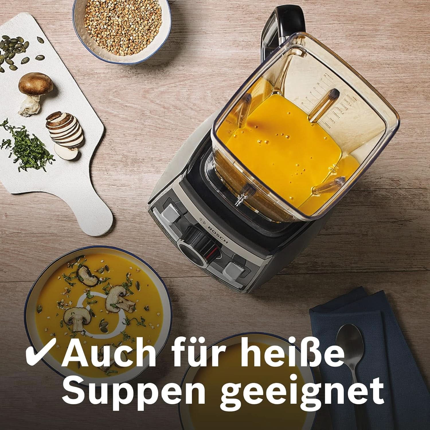 Robot da cucina Bosch Vitaboost MMBH6P6BDE, 6-Klingen-Edelstahlmesser, 2.5L Tritan-Mixbehälter, Stopfer, 6 Automatikprogramme, Rezeptbuch, Bpa-Frei, Einfache Reinigung, 45.000 U/Min, 1600 W, Schwarz Bucatarie Naty Shop