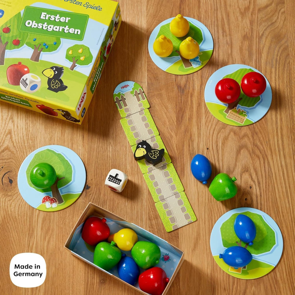 HABA First Orchard – I miei primi giochi: gioco da tavolo e per famiglie su colori e forme, Classico giocattolo in legno per bambini a partire da 2 anni – 1004655001