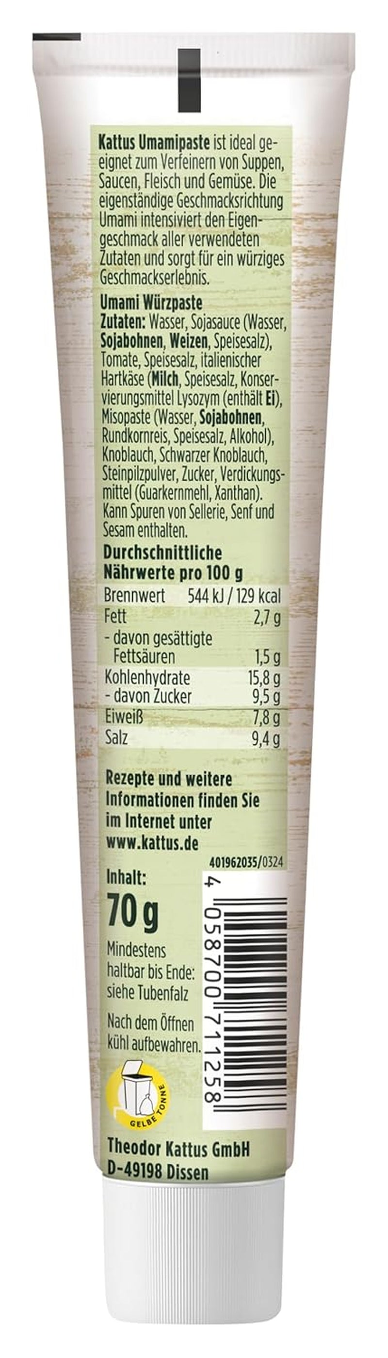 -Umamipaste | Würzpaste universale | Intensiviert den Eigengeschmack der Ingredient | 70 g nel tubo richiudibile