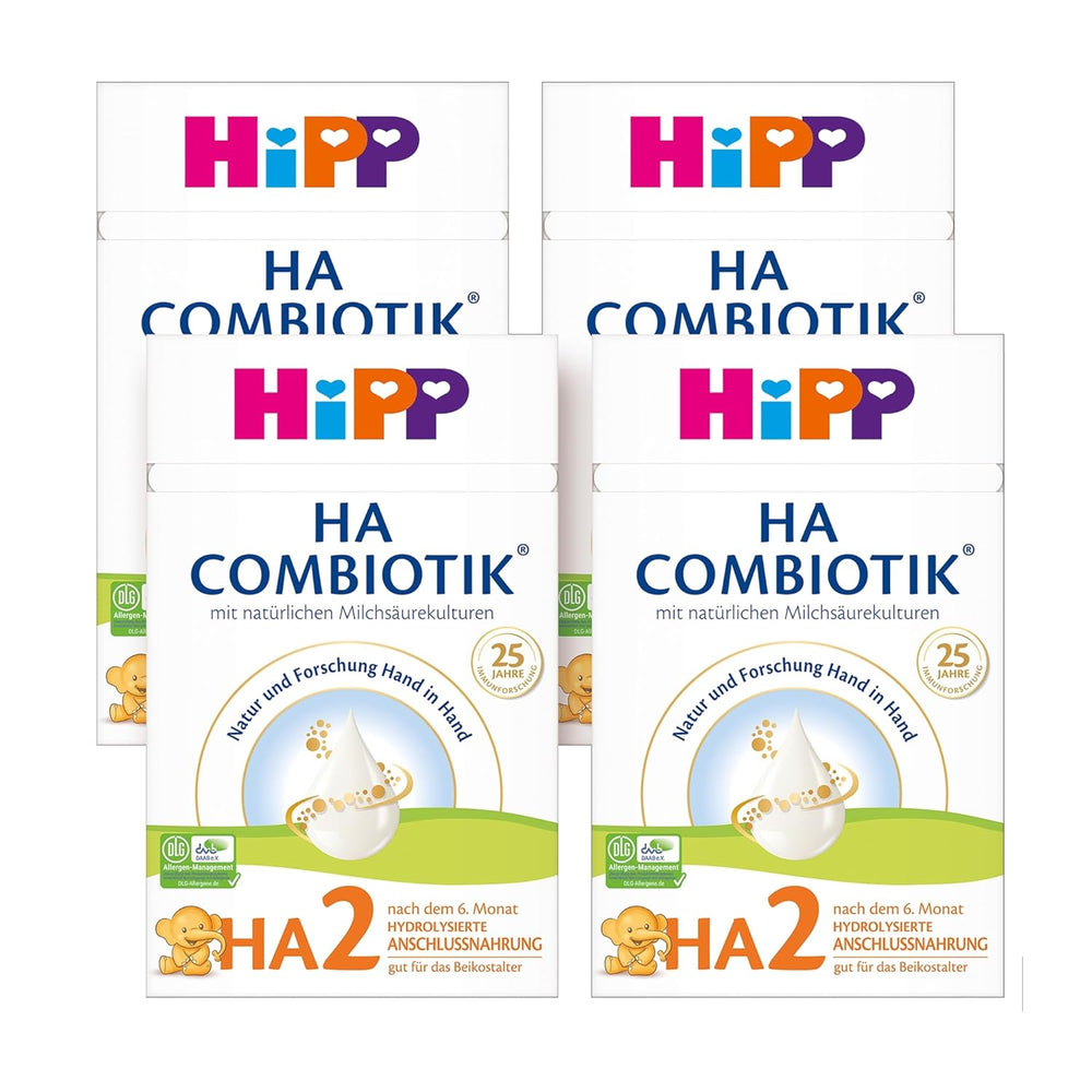HiPP HA 2 Combiotik (4 x 600 g) - Formula di follow-up dopo 6 mesi, con colture naturali di acido lattico, preziose fibre alimentari (GOS), Omega-3, proteine ​​idrolizzate per sistemi immunitari sensibili