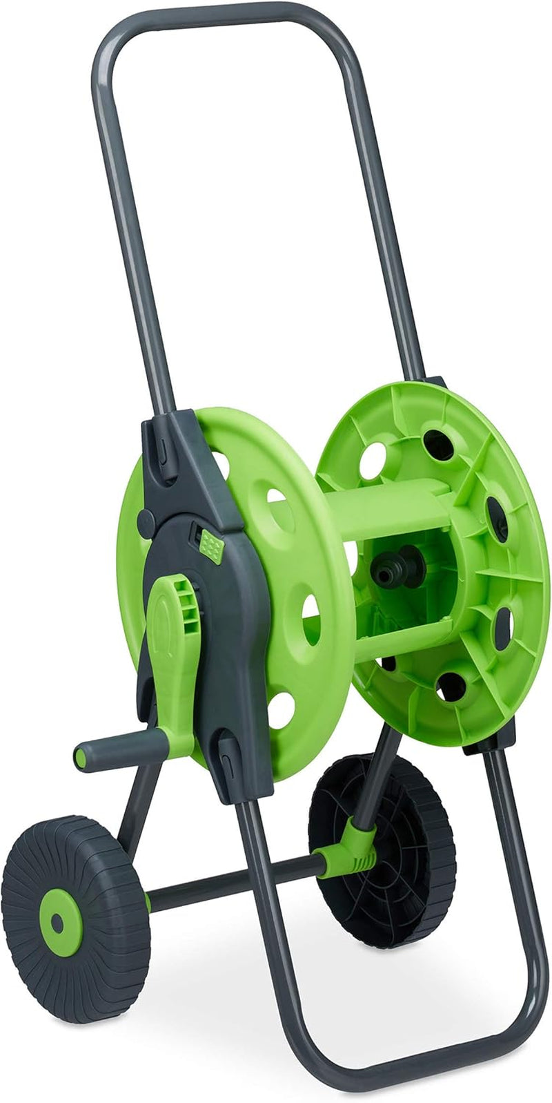 Cărucior furtun Relaxdays, rolă mobilă pentru furtun de apă de 45 m, 1/2 inch, grădină, 82,5 x 43 x 34 cm, gri-verde