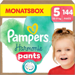 Pannolini Pampers Harmony Pants taglia 5, 144 pz, 12 kg-17 kg, protezione delicata della pelle e comfort a 360°