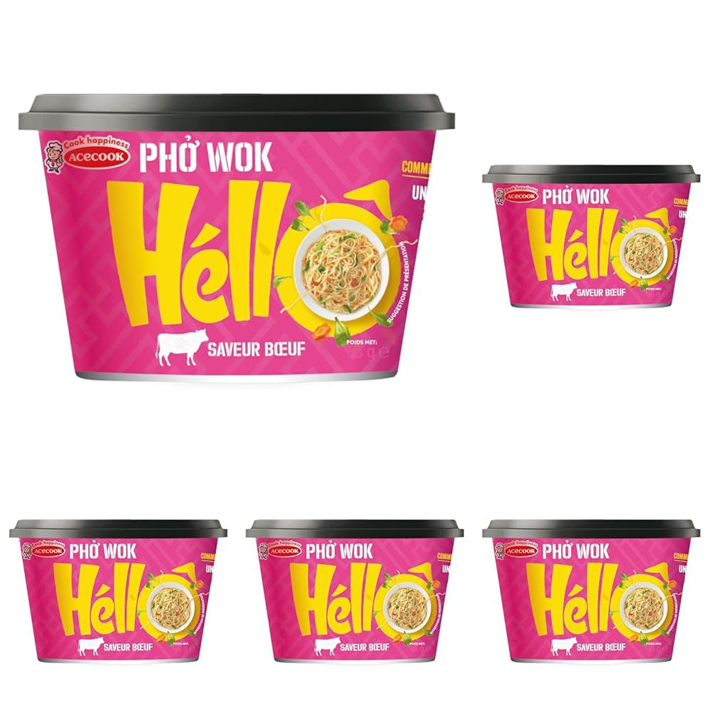 HELLO PHO WOK spaghetti di riso istantanei, manzo - 1 x 76 g