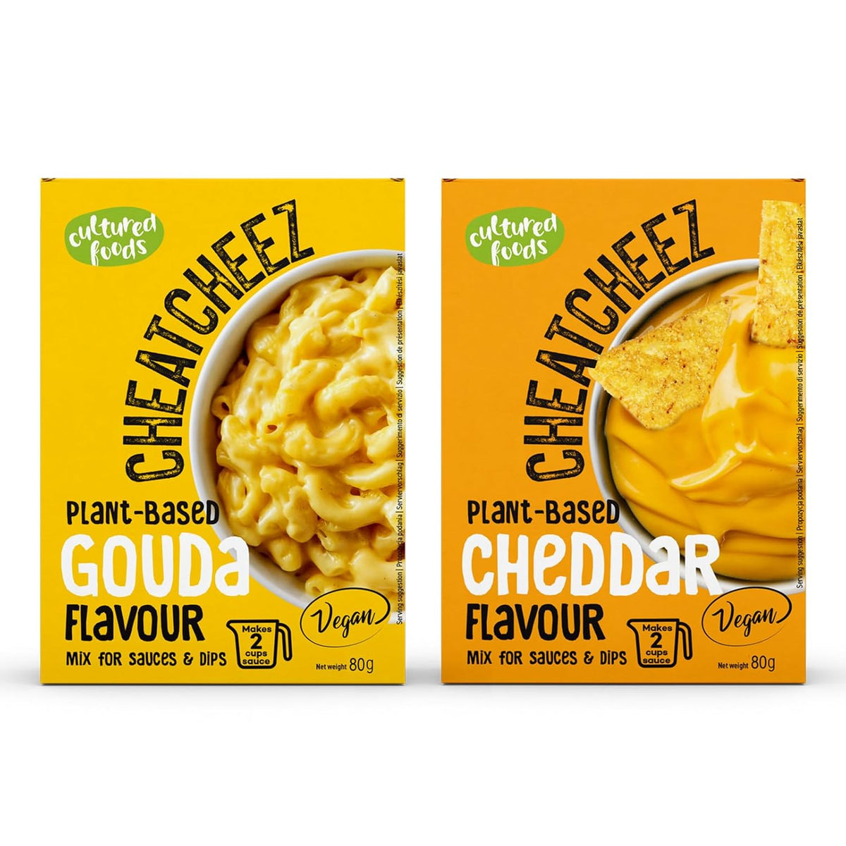 Cultured Foods Veganer Käse Käseersatz Laktosefrei Glutenfrei 2-er Set Gouda e Cheddar CHEATCHEEZ