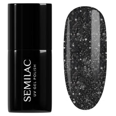 Smalto UV Semilac 394 Sparkling Midnight Date 7 ml - Cielo notturno scuro con effetto glitter - Collezione Love Is In The Nails