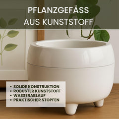 Ghiveci LAMELA cu picioare elegante – Ghiveci bej cu drenaj – Rotund Ø 23 cm, 3L – Ghiveci pentru interior și exterior, bej