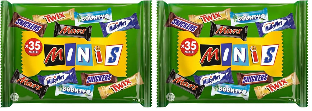 Confezione sfusa di mini cioccolato misto, cioccolato, 35 mini snack al cioccolato (Mars, Snickers, Bounty, Twix, Milky Way) come caramelle, regalo di cioccolato, scatola di caramelle (710 g)