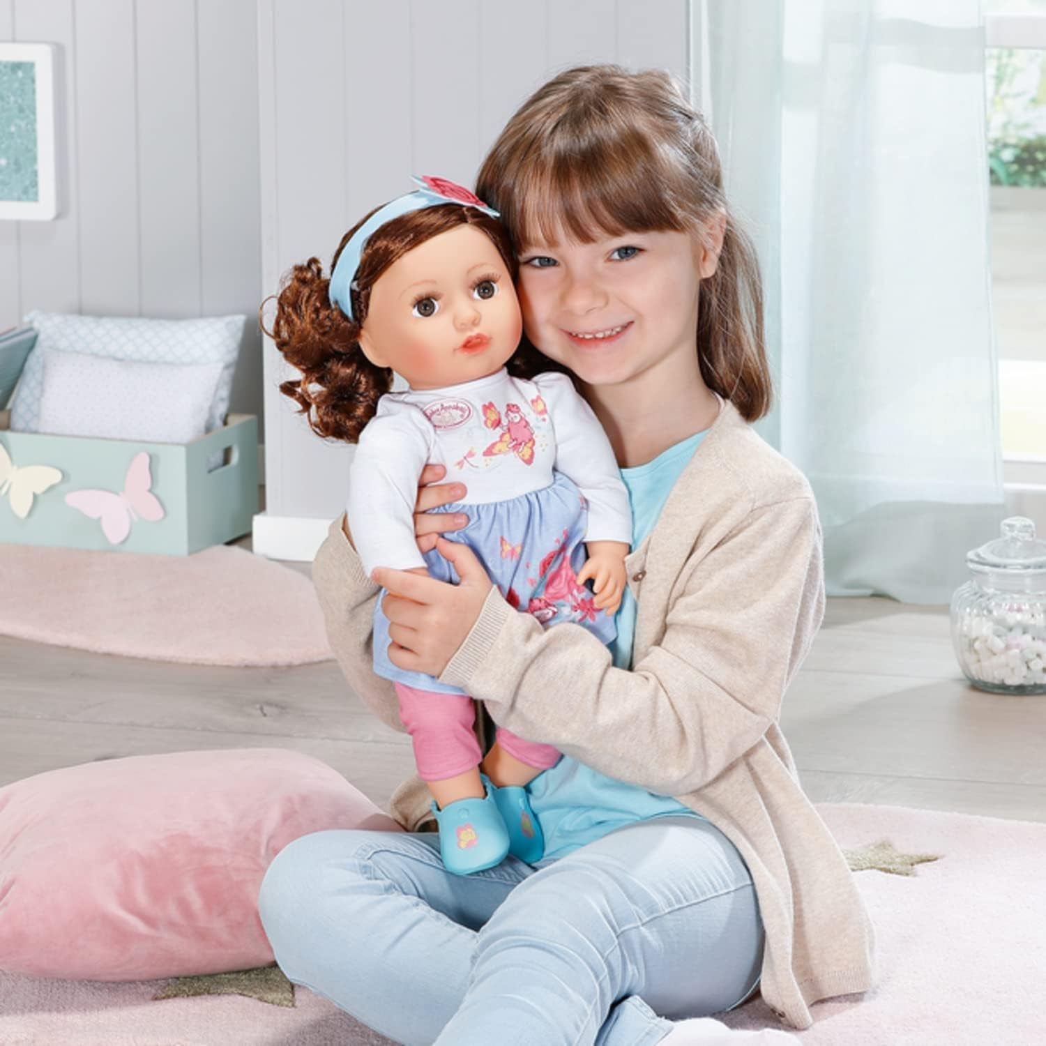 Baby Annabell Sophia Brunette 43Cm, păpușă moale cu păr lung castaniu, incl. haine pentru păpușă, bentiță și perie, 707234 Zapf Creation Papusi Naty Shop
