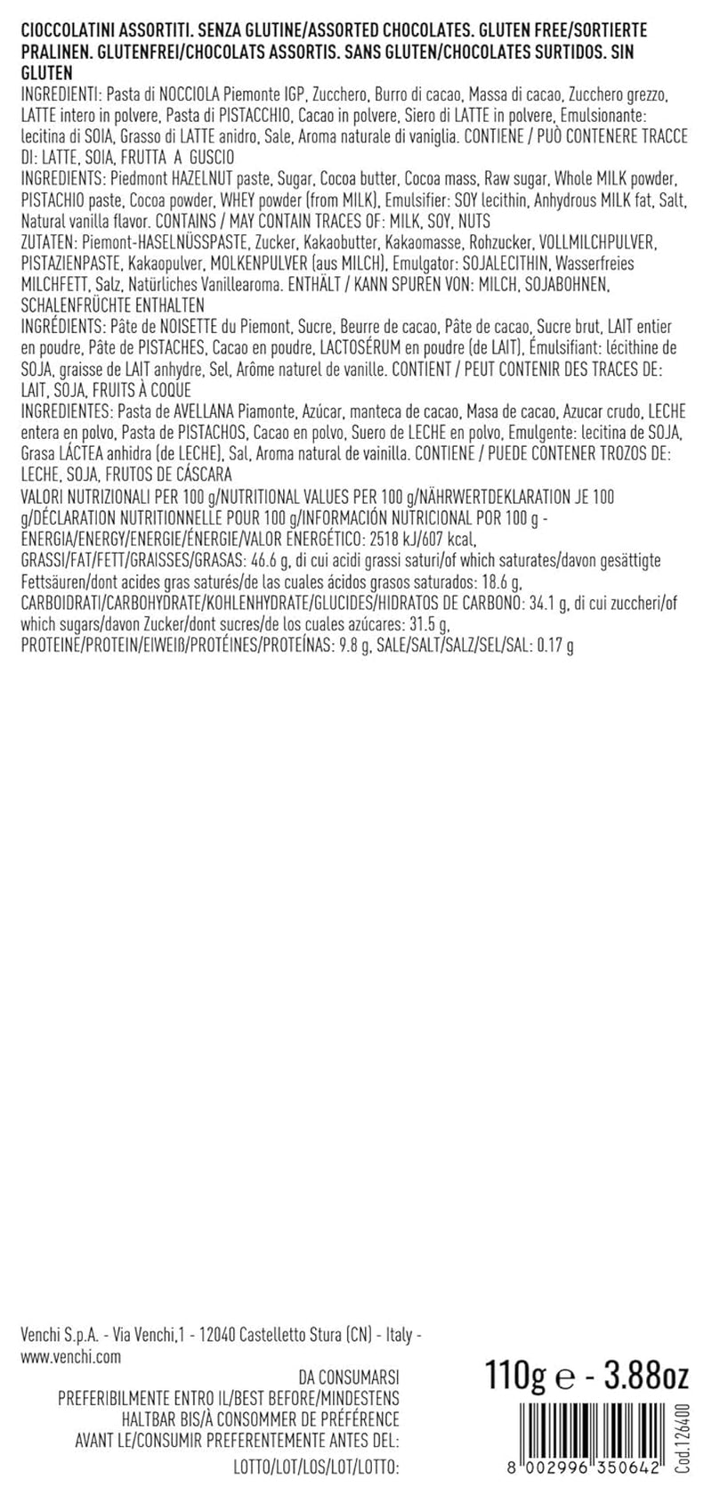 Venchi, Confezione regalo dorata con cioccolatini Gianduiotti assortiti, 110 grammi Cioccolatini Naty Shop