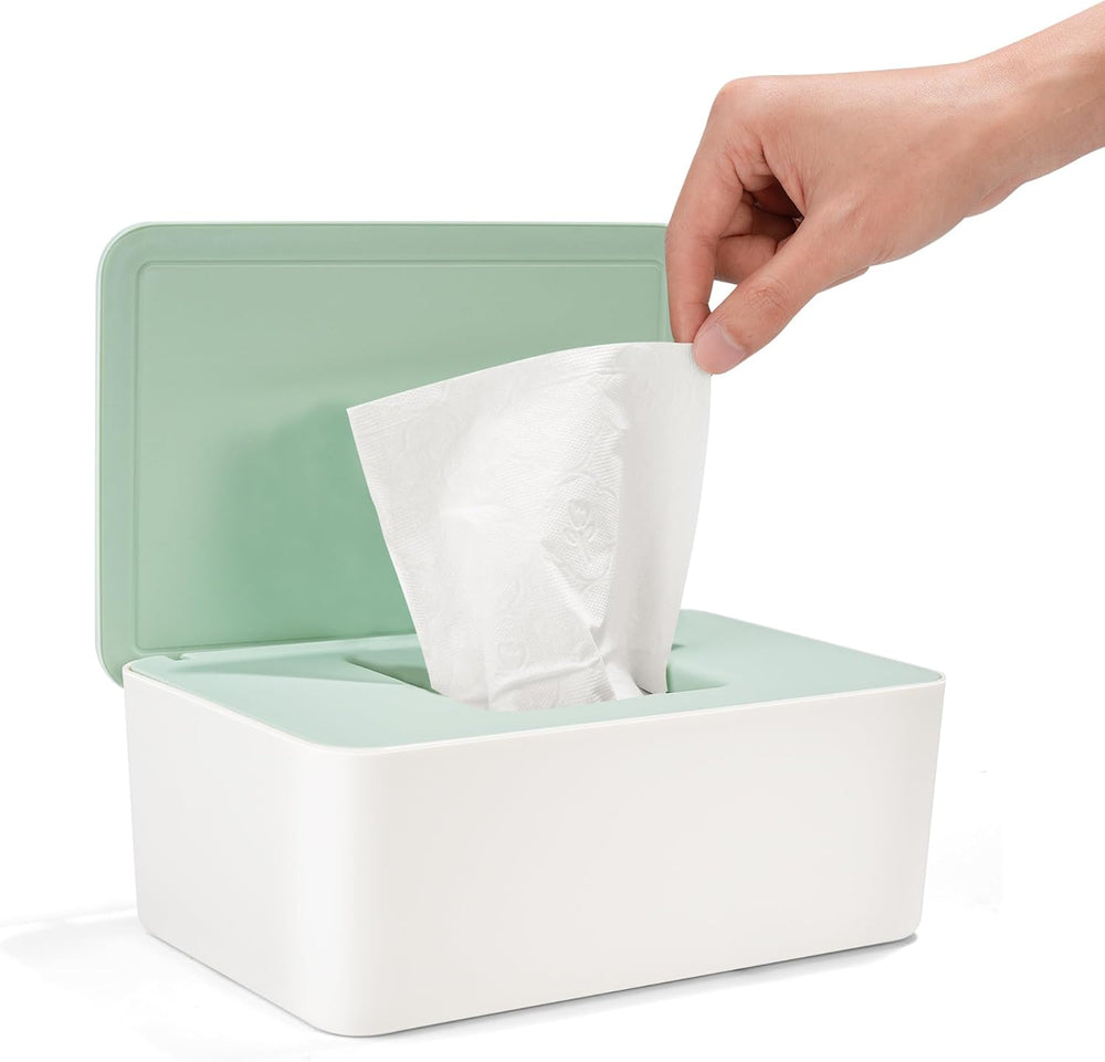 Scatola per salviette umidificate con coperchio, Scatola per salviette umidificate, Dispenser per salviette umidificate per bambini, Scatola portaoggetti impermeabile e sigillata, Dispenser per salviette umidificate per bagno, cucina, Bianco