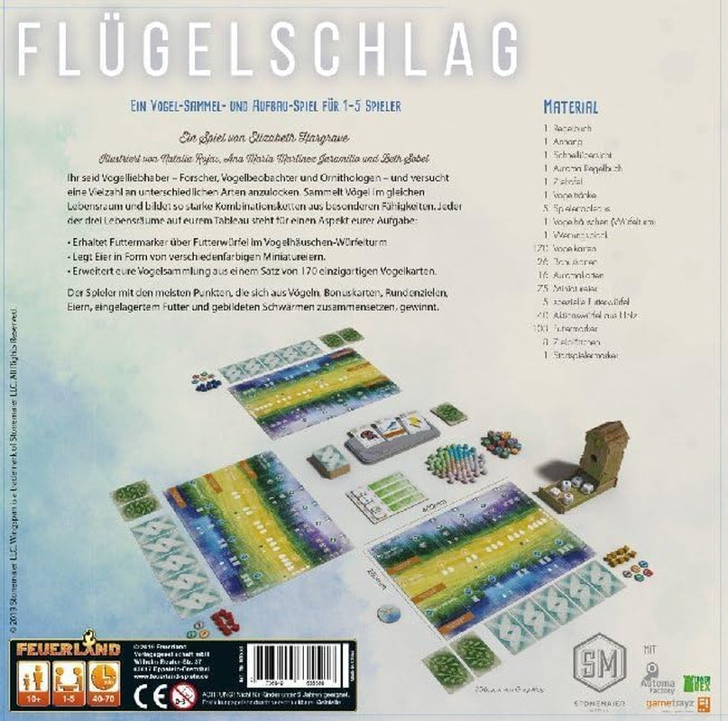 Feuerland Spiele 104-146-901 63558 Gioco da tavolo Wingspan Edizione tedesca - Kennerspiel des Jahres 2019 (Premio della critica)