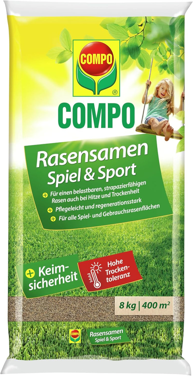 Compo Rasensaat Spiel Und Sport, Universelle Rasenmischung, 4 Kg, 200 M²