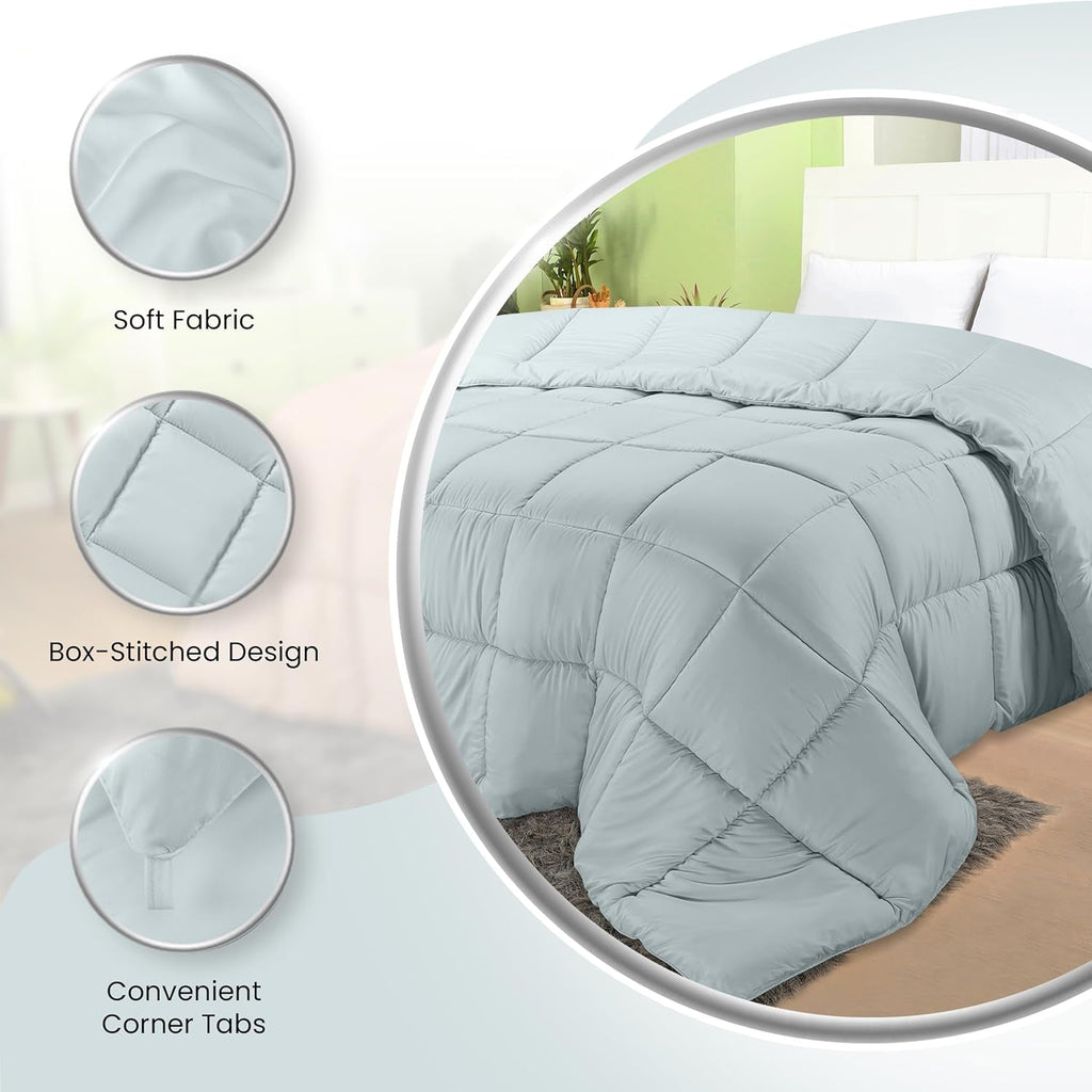 Plapumă Utopia Bedding pentru toate anotimpurile, 250 g/m², pluș, umplutură din fibre siliconizate, pat dublu, cusută în cutie (pat dublu, XL, gri deschis) Plapumi si pilote Naty Shop