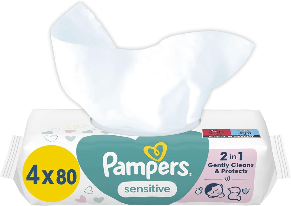 Salviette per neonati Pampers Sensitive, confezione da 15 da 80 salviette, 1200 salviette per neonati, pulizia delicata 2 in 1 e protezione della pelle