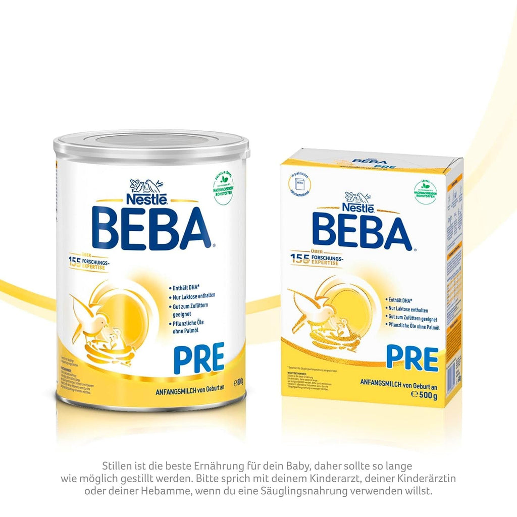 BEBA PRE Lapte inițial de la naștere, hrană pentru copii cu DHA, doar lactoză, fără ulei de palmier, pachet 3 (3 x 800 g) Naty Shop