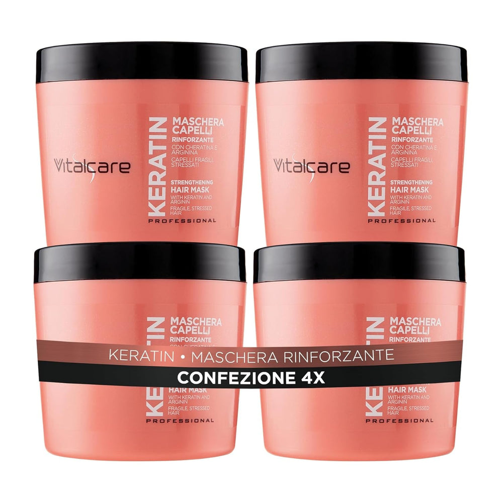 | Keratin - Mască de păr de întărire, pentru păr fragil și deteriorat, cu keratină și arginină, pentru păr mai puternic și mai moale, 4 x 500 ml Masca de par Naty Shop 500 Ml (pachet de 4) Mască