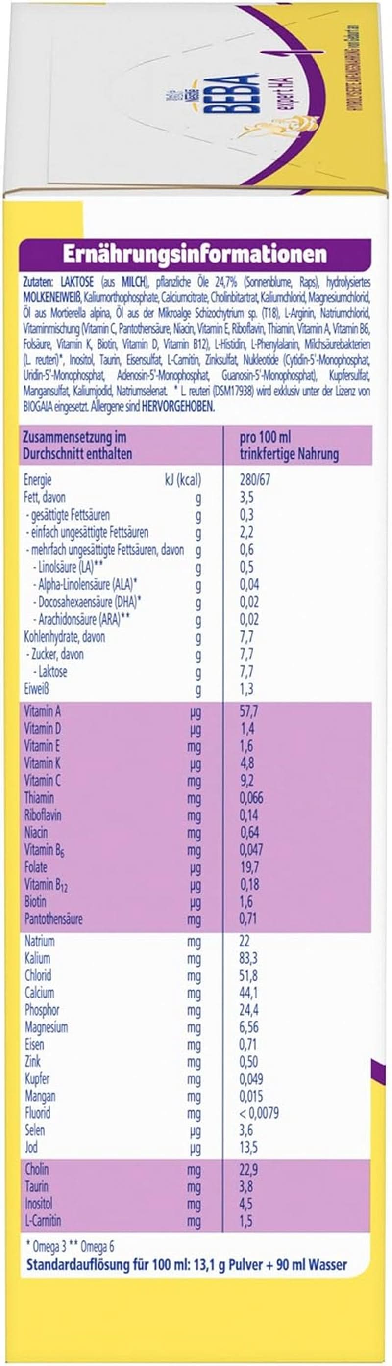 BEBA Expert HA 1 Hydrolysierte Anfangsnahrung, Säuglingsnahrung Von Geburt An, 6Er Pack (6 X 550G) Mama si Copilul Naty Shop
