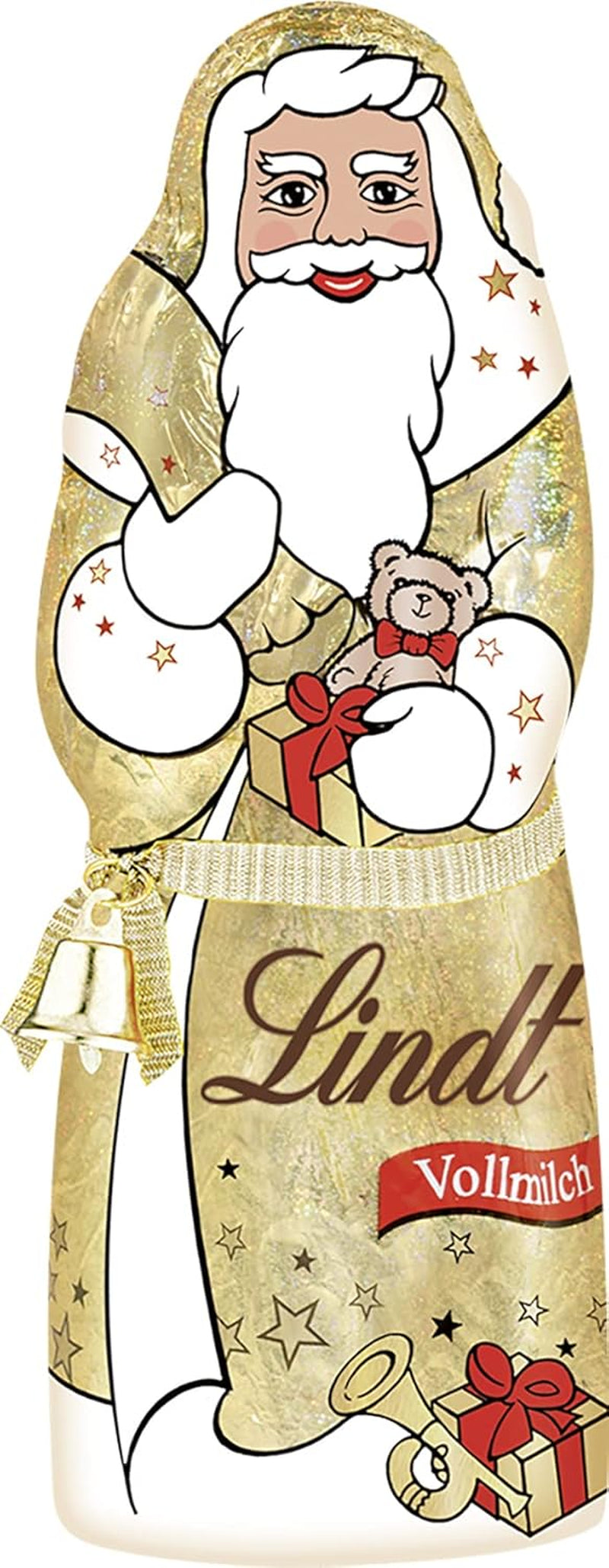 Lindt Santa Glamour, cioccolato al latte, nuovo design, 1 confezione (18 x 125 g)