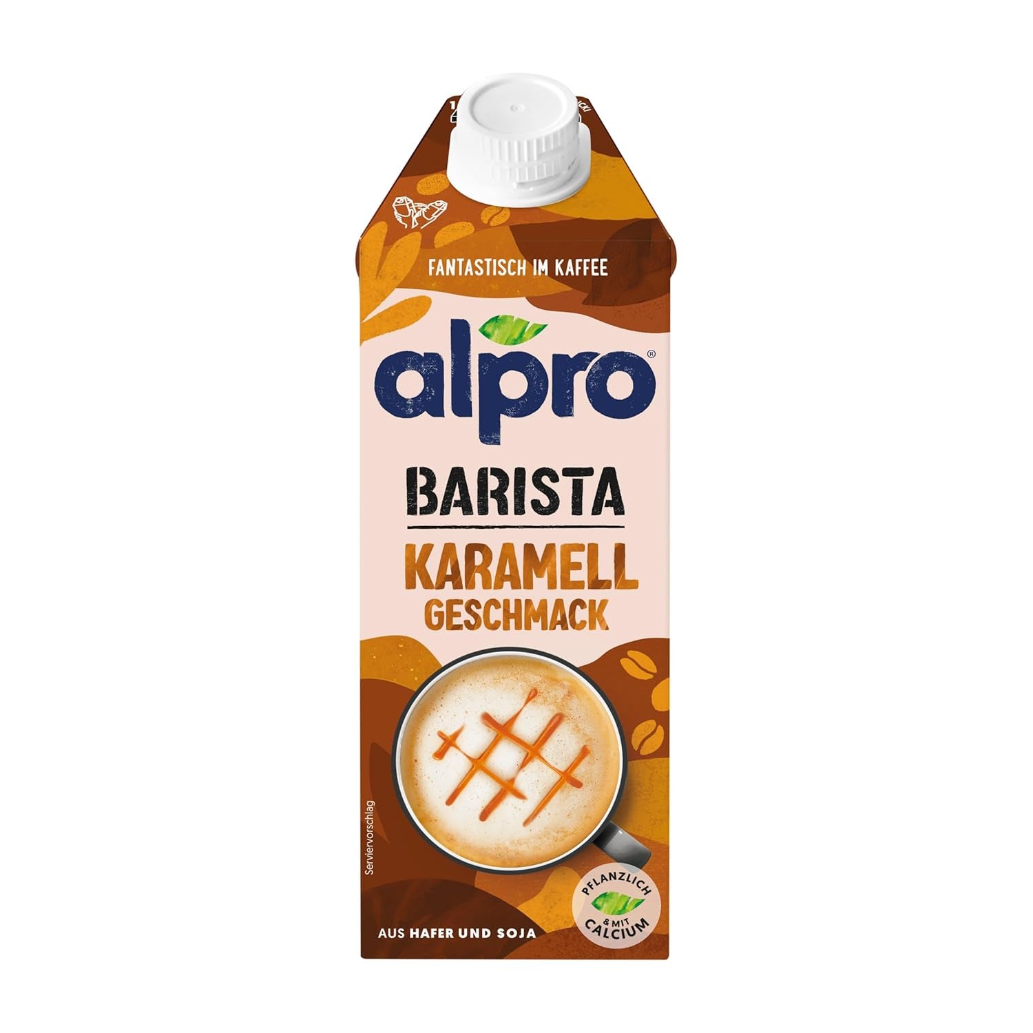 Alpro Barista Karamell – Zum Aufschäumen – Von Natur aus lactosefrei – 8 x 750 ml – Haltbar