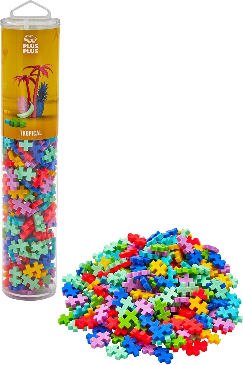 Plus-Plus 9604262 Geniales Konstruktionspielzeug, Regenbogen, Kreativ-Bausteine ​​​​Tube, 240 Teile