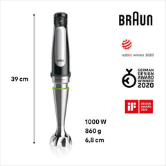 Braun Household Hogar Multiquick 7 Mixer, Spritzschutz, Spülmaschinenfest, Bpa-Frei, 600 Ml, Zerkleinerer 500 Ml, Eisklinge, MQ 7035XBI, 1000 W, Schwarz, MQ7035XBI Cucina Naty Shop