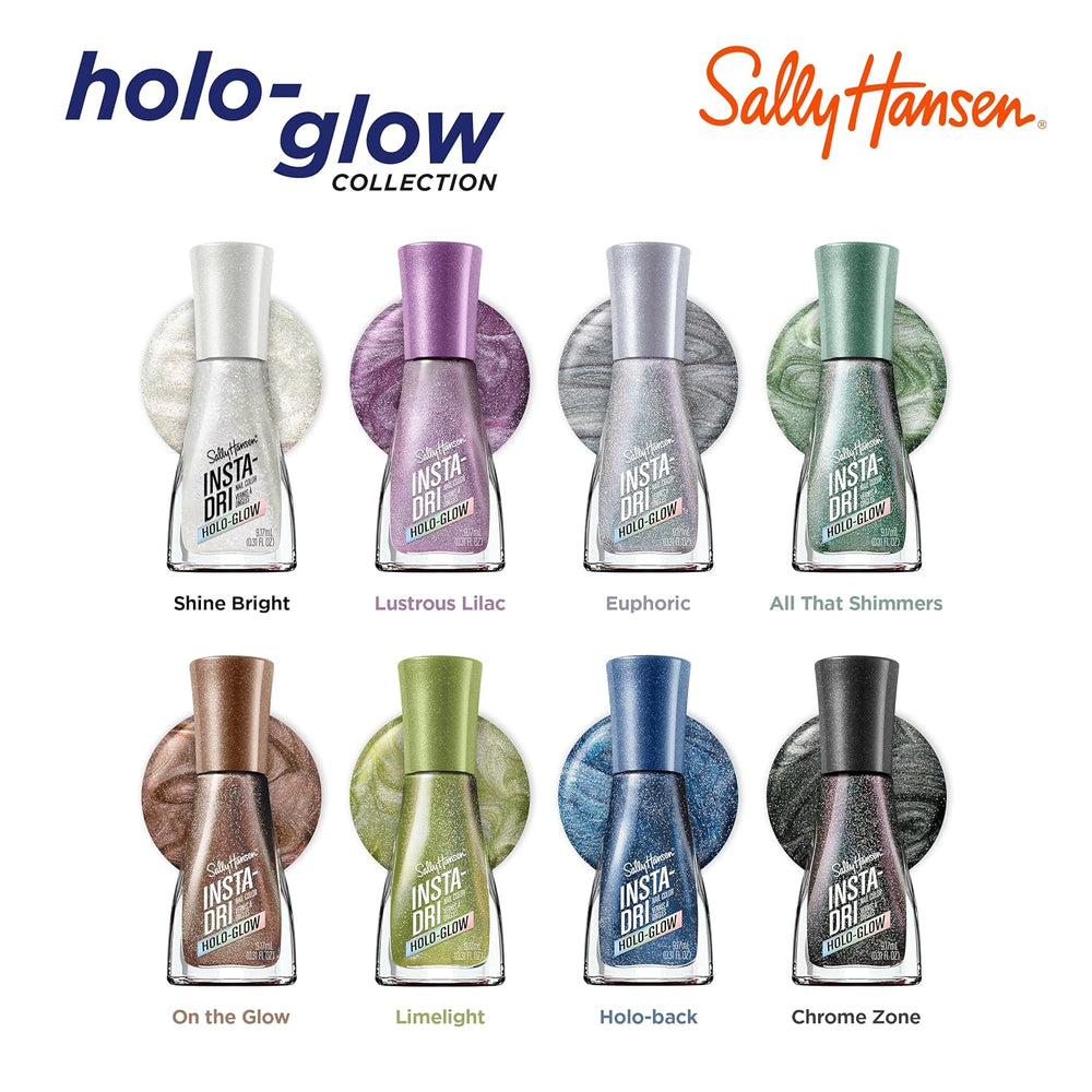 Smalto per unghie Insta-Dri Holo-Glow, facile da usare, di lunga durata, bellissimi colori, facile da applicare, senza scheggiature, 19 ml
