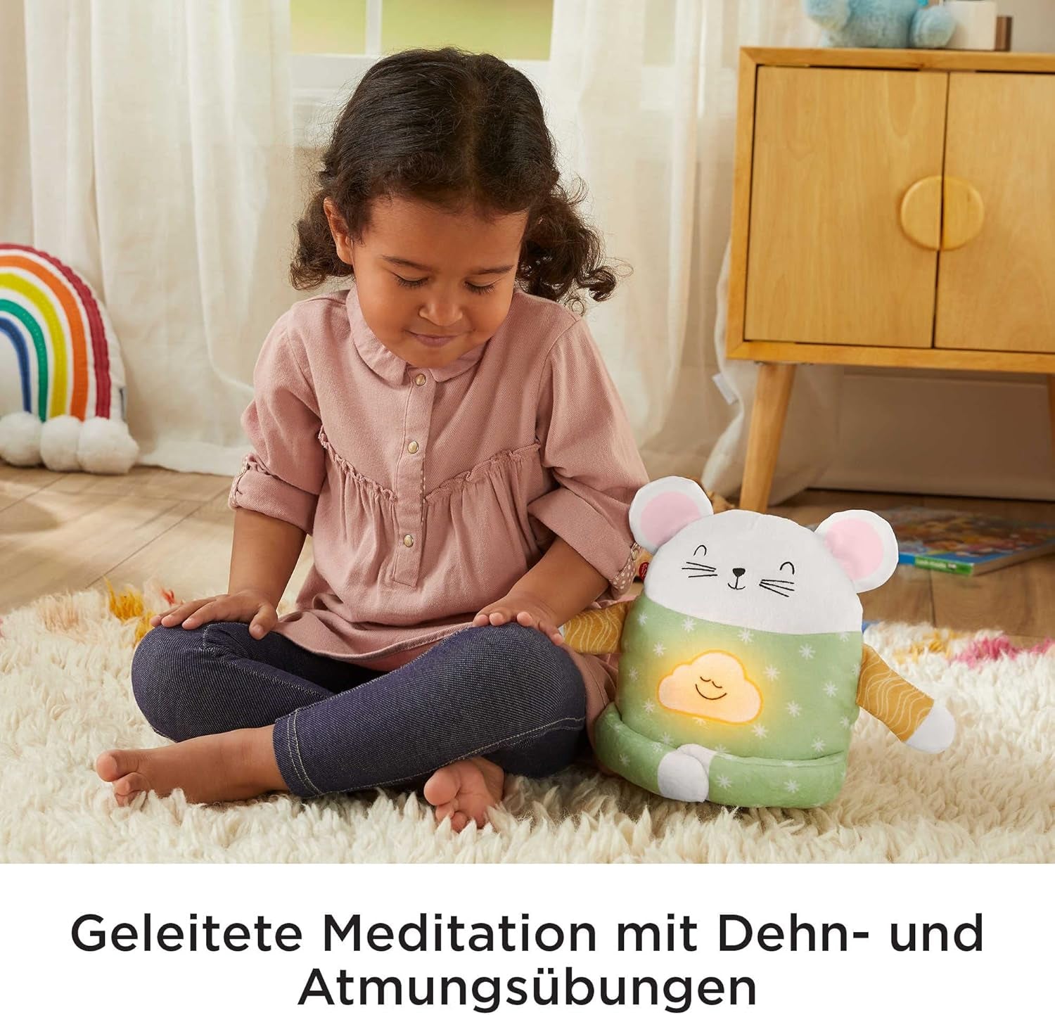 Fisher-Price HHH44 - Meditation Mouse - Ajutor pentru relaxare și somn cu meditație ghidată de zi și de seară și muzică pentru copii cu vârsta de 2 ani și peste Jucarii Bebe Naty Shop