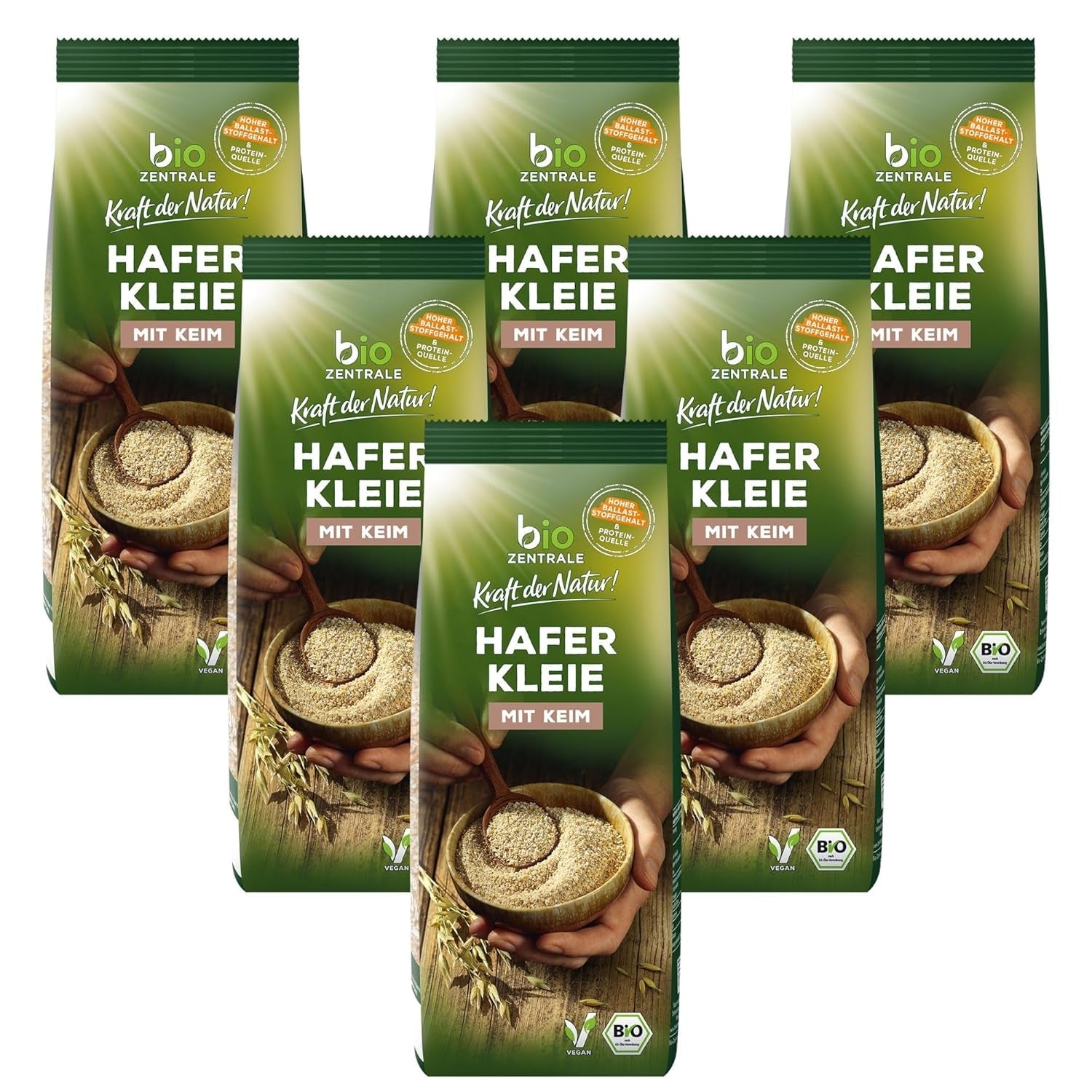 Tărâțe de ovăz organice biozentrale 1 kg | Pachet avantajos | Sursă de proteine bogată în fibre | Natural vegan | Din agricultura UE | Conținut scăzut de zahăr