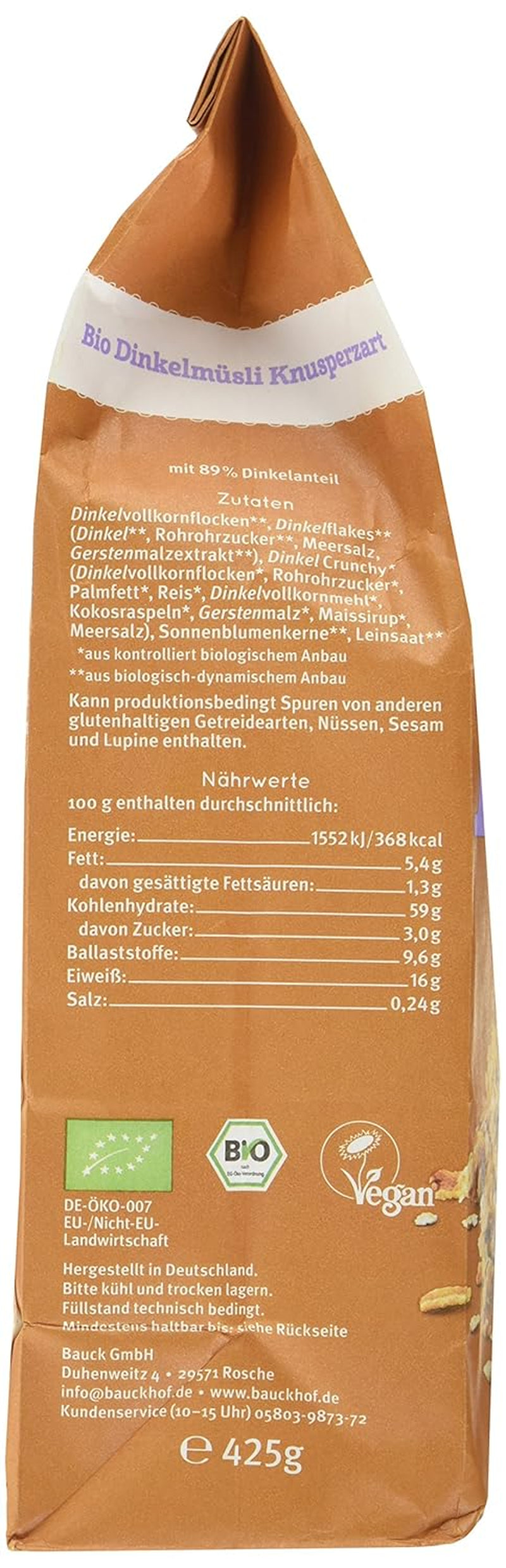 Muesli Di Farro Croccante Hof (1 x 425g) Confezione da 1