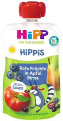 Hipp Organic, mirtilli, mele, pere più Iron Willi Raccoon, confezione da 6 (6 X 100 G) Madre e bambino Naty Shop Titolo predefinito