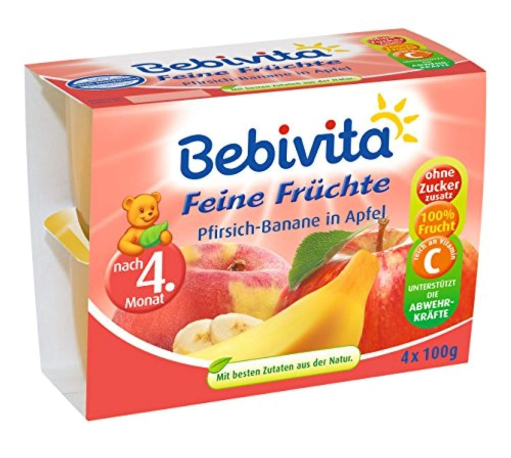 Pesca-banana in succo di mela, conf. da 6 ( 6 X 4 X 100 G ) Mamma e Bambino Naty Shop