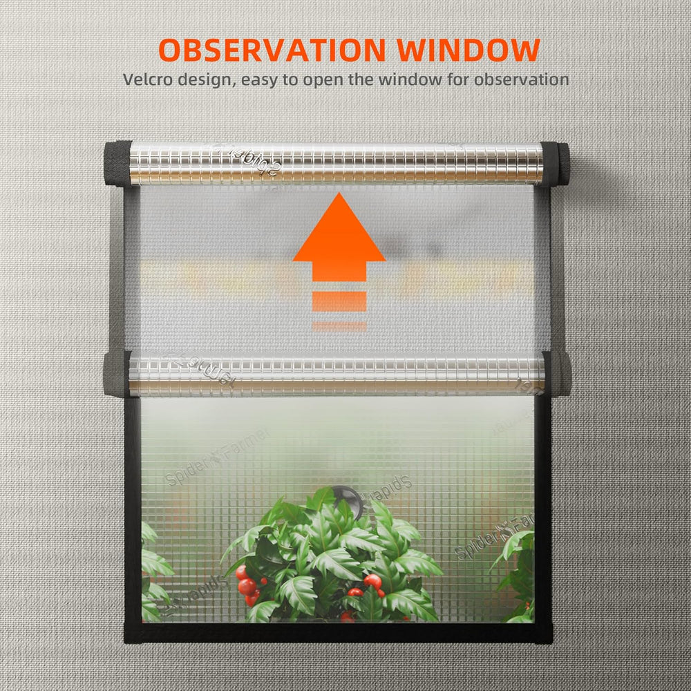 Tenda da coltivazione Spider Farmer Pro 70x140x200 cm con porta scorrevole, finestra di osservazione, pannello pavimento rimovibile, tessuto Mylar 2000D, per coltura idroponica da interni con SF4000, G4500, SE4500