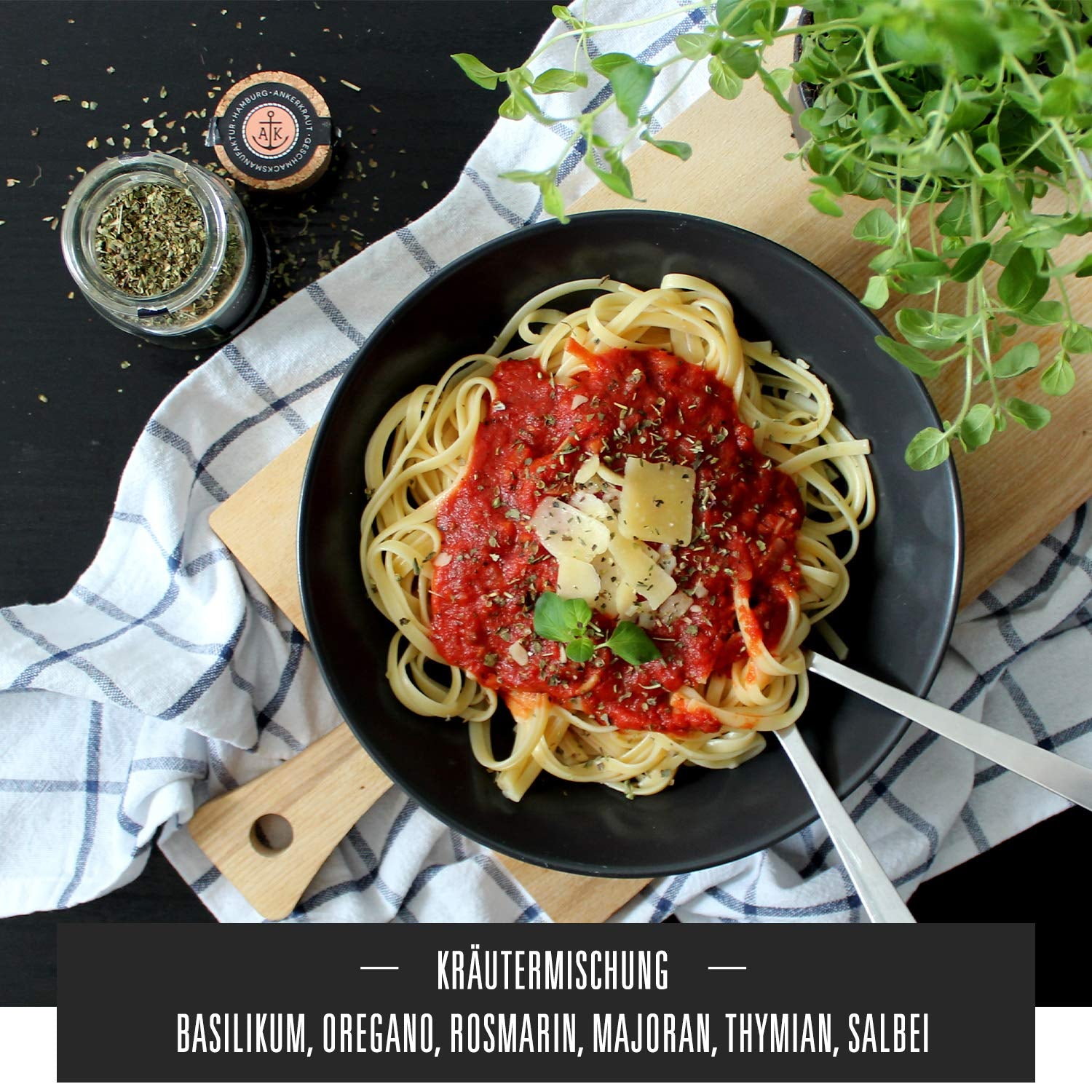 Ankerkraut Italienische Kräuter, mediterranes Universalgewürz für Pasta, Pizza und Salade, 25 g in Korkenglas